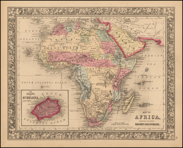 11-Africa Map By Samuel Augustus Mitchell Jr.