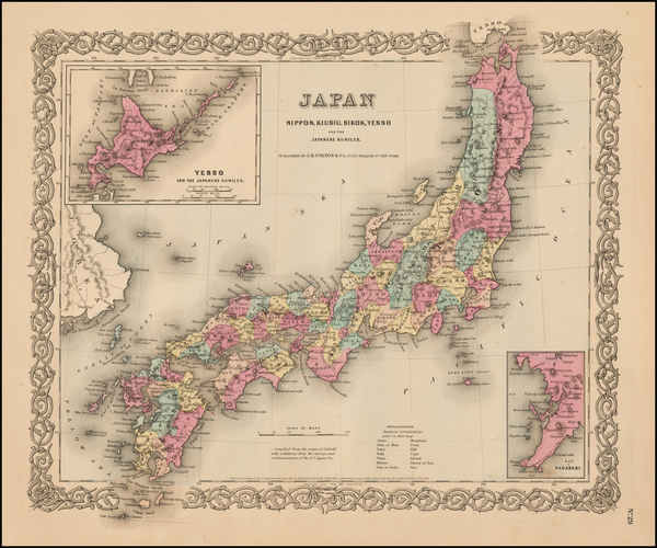 100-Japan Map By Joseph Hutchins Colton