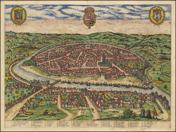 62-Spain Map By Georg Braun  &  Frans Hogenberg