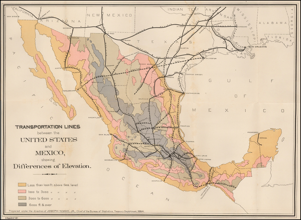 13-Texas, Southwest and Mexico Map By United States Treasury Department