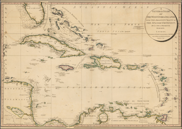 87-Florida, Caribbean and Central America Map By William Faden