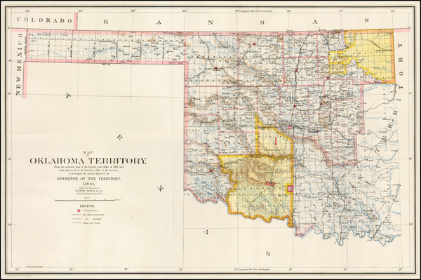 11-Oklahoma & Indian Territory Map By U.S. General Land Office