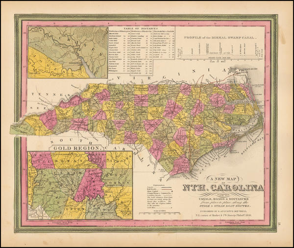 63-Southeast and North Carolina Map By Samuel Augustus Mitchell