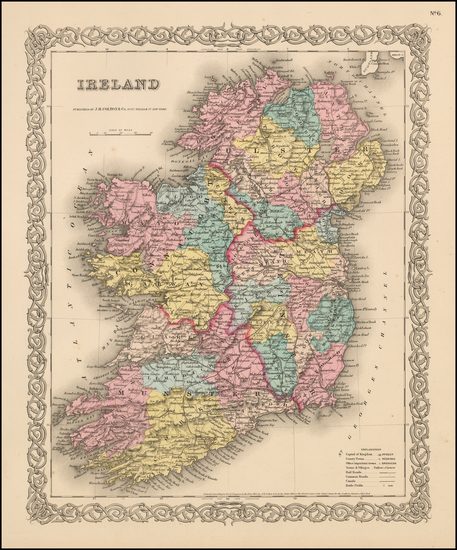 63-Ireland Map By Joseph Hutchins Colton