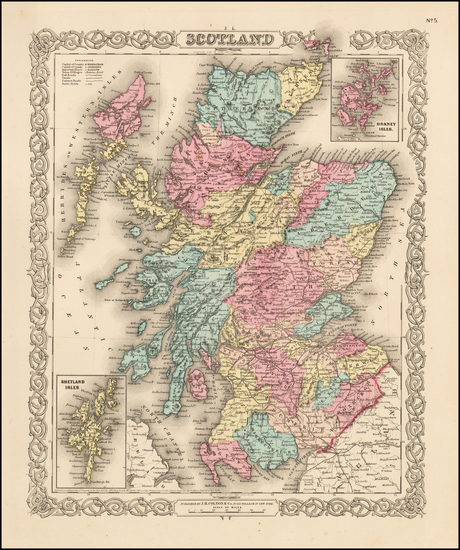 27-Scotland Map By Joseph Hutchins Colton