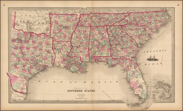 4-South, Southeast and Texas Map By Henry S. Stebbins