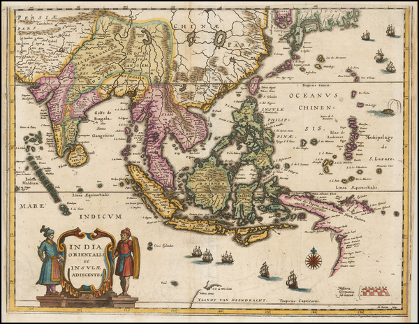 90-China, India, Southeast Asia, Philippines, Australia and Oceania Map By Matthaus Merian