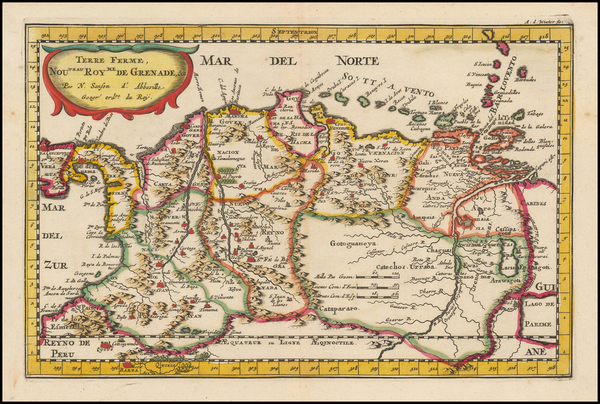 73-Central America, South America and Colombia Map By Nicolas Sanson