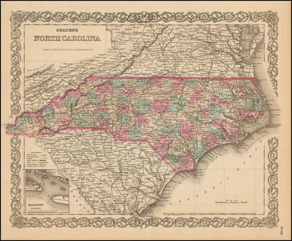 93-Southeast and North Carolina Map By Joseph Hutchins Colton