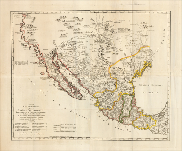 32-Texas, Plains, Southwest, Rocky Mountains, Mexico, Baja California and California Map By Jose A