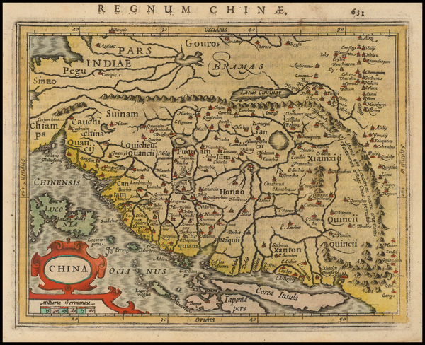 37-China Map By Jodocus Hondius - Gerard Mercator