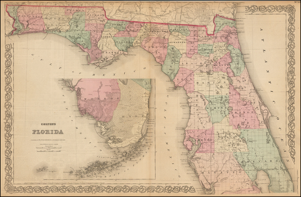 37-Florida Map By G.W.  & C.B. Colton