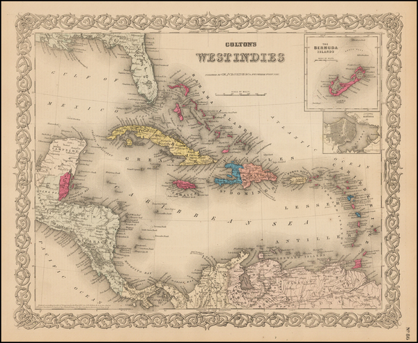 98-Caribbean, Central America and South America Map By G.W.  & C.B. Colton