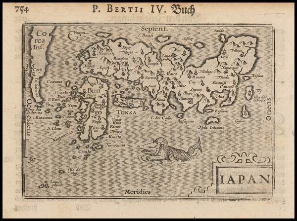 97-Japan and Korea Map By Petrus Bertius