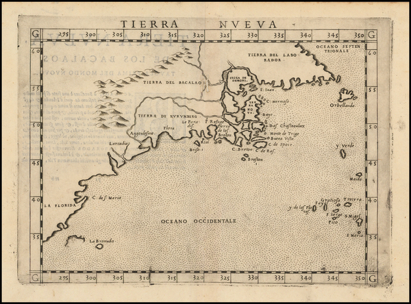 7-New England, Maine, Southeast and Canada Map By Girolamo Ruscelli