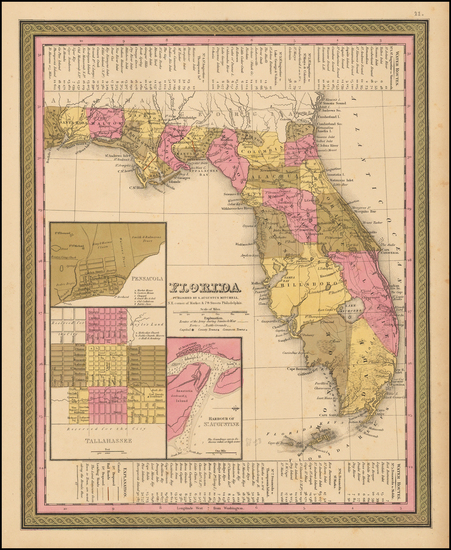 37-Florida Map By Samuel Augustus Mitchell