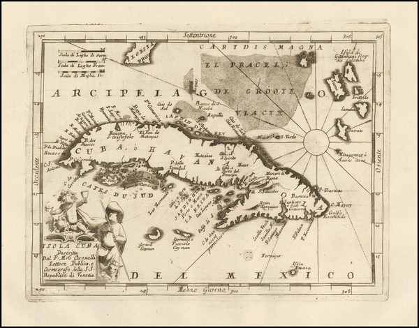 89-Caribbean and Cuba Map By Vincenzo Maria Coronelli