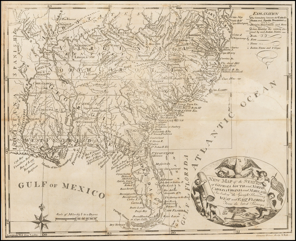 58-United States, Mid-Atlantic, South and Southeast Map By Cornelius Tiebout