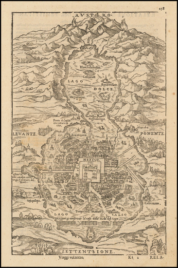 39-Mexico Map By Giovanni Battista Ramusio