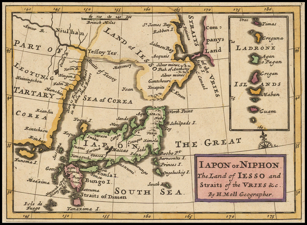 13-Japan and Korea Map By Herman Moll