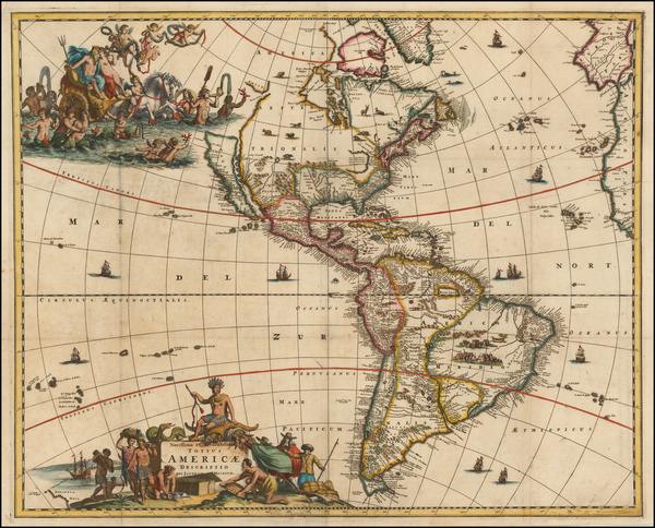 0-Western Hemisphere, South America, New Zealand and America Map By Jacob Van Meurs