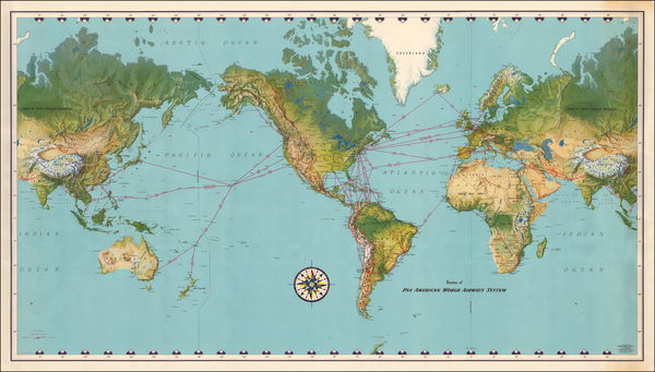 63-World and World Map By Pan American World Airways
