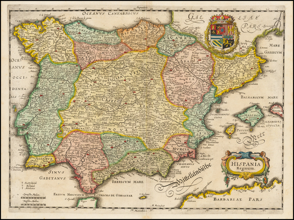 29-Spain and Portugal Map By Matthaus Merian