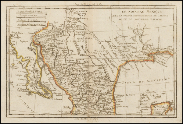 19-Texas, Southwest, Mexico and Baja California Map By Rigobert Bonne