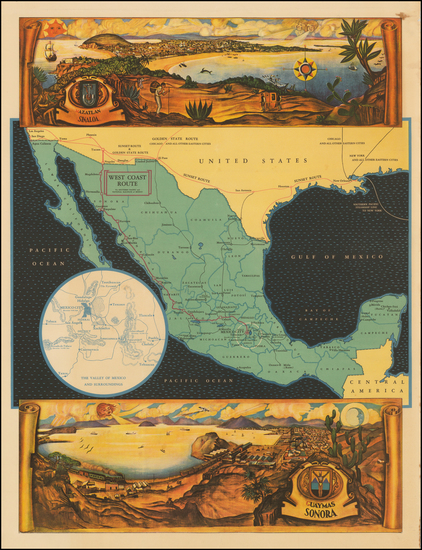 84-Texas, Southwest, Mexico, Baja California and California Map By Southern Pacific Railroad Compa