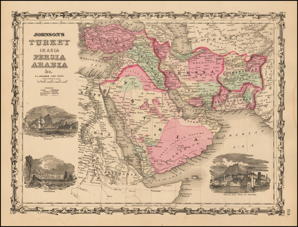 92-Middle East, Arabian Peninsula and Turkey & Asia Minor Map By Benjamin P Ward  &  Alvin