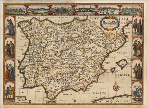 74-Spain and Portugal Map By Cornelis II Danckerts