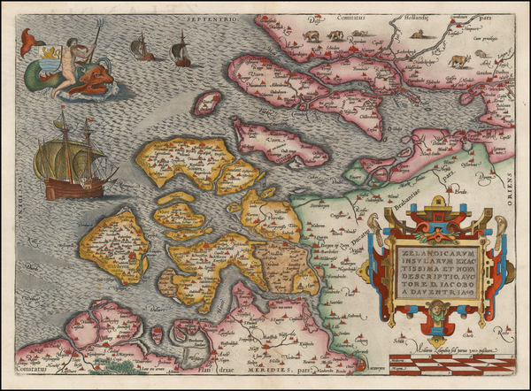 94-Netherlands Map By Abraham Ortelius