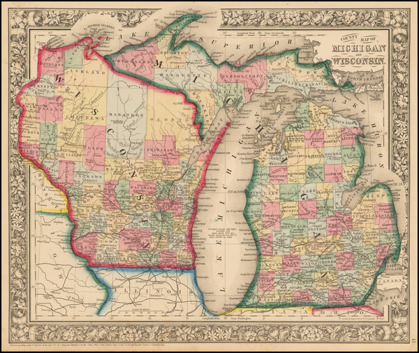 76-Midwest Map By Samuel Augustus Mitchell