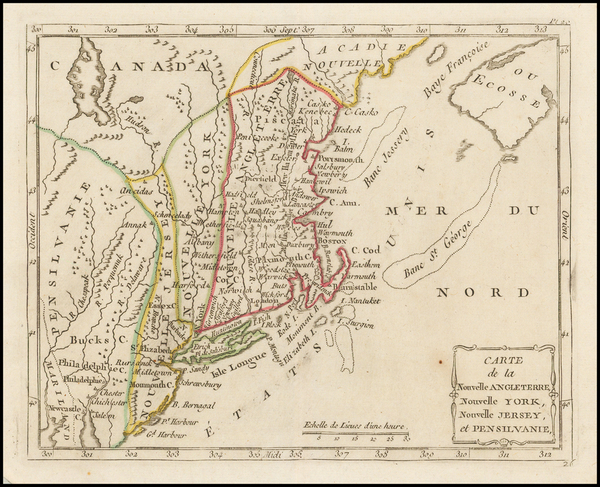 81-New England and Mid-Atlantic Map By Joseph De La Porte