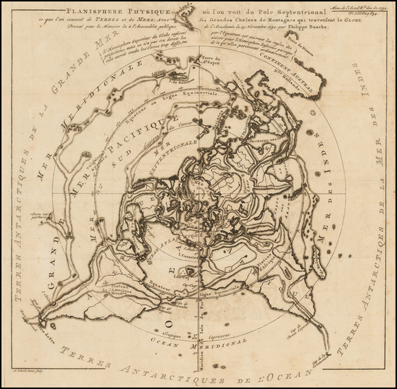 45-Northern Hemisphere and Polar Maps Map By Philippe Buache / Leonard Schenk