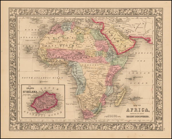 90-Africa Map By Samuel Augustus Mitchell Jr.