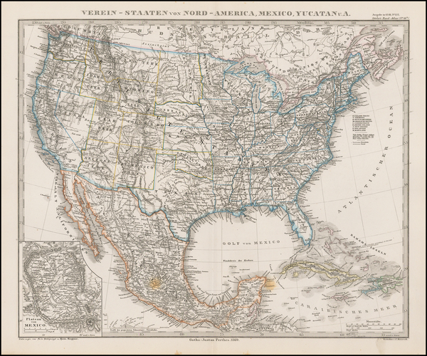 49-United States and Mexico Map By Adolf Stieler
