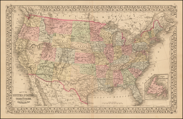 33-United States Map By Samuel Augustus Mitchell Jr.