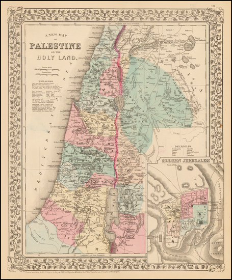 65-Holy Land Map By Samuel Augustus Mitchell Jr.