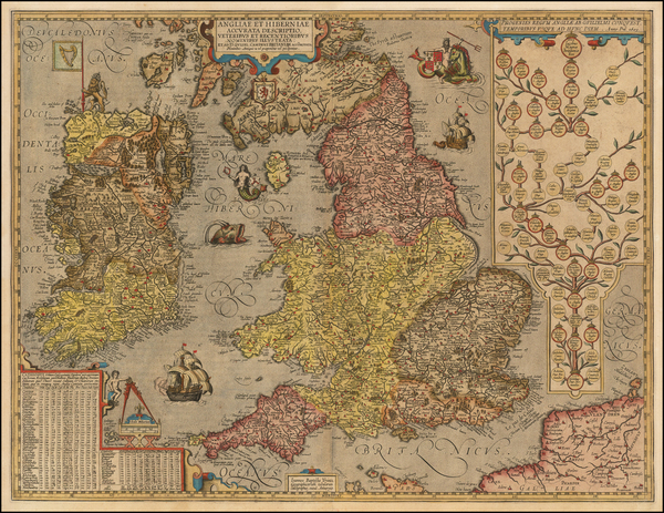 90-British Isles Map By Abraham Ortelius / Johannes Baptista Vrients