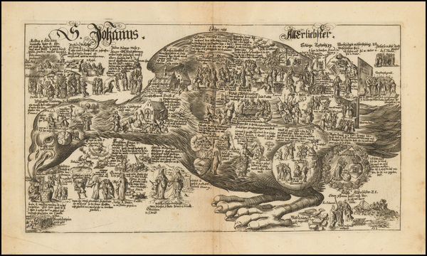 13-Holy Land, Comic & Anthropomorphic and Curiosities Map By Johannes Buno