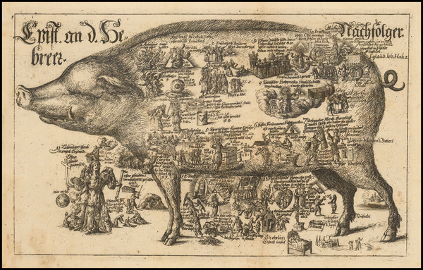 74-Comic & Anthropomorphic Map By Johannes Buno