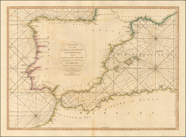 87-Spain, Portugal, Mediterranean, North Africa and Balearic Islands Map By William Faden