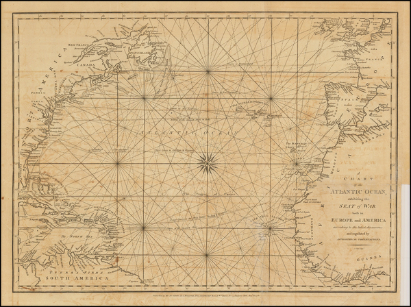 13-Atlantic Ocean and United States Map By John Cary