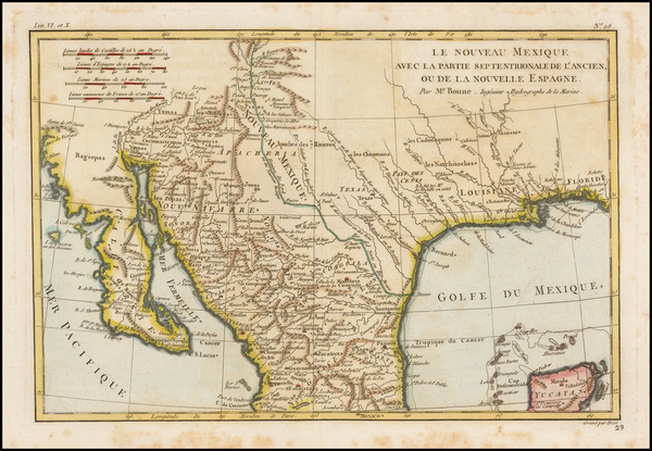 80-Texas, Southwest, Mexico and Baja California Map By Rigobert Bonne