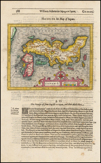45-Japan Map By Jodocus Hondius / Samuel Purchas