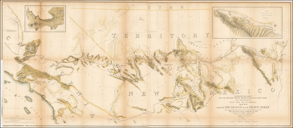 98-Southwest and California Map By U.S. Pacific RR Surveys