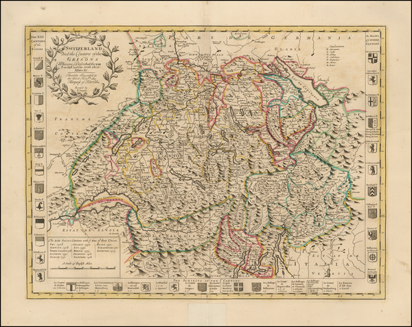 97-Switzerland Map By John Senex
