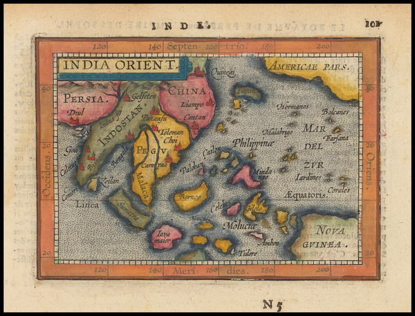 46-China, India and Southeast Asia Map By Abraham Ortelius / Johannes Baptista Vrients