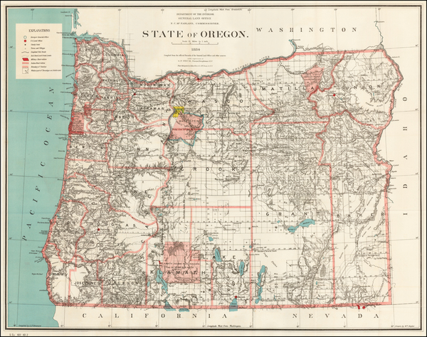 62-Oregon Map By U.S. General Land Office